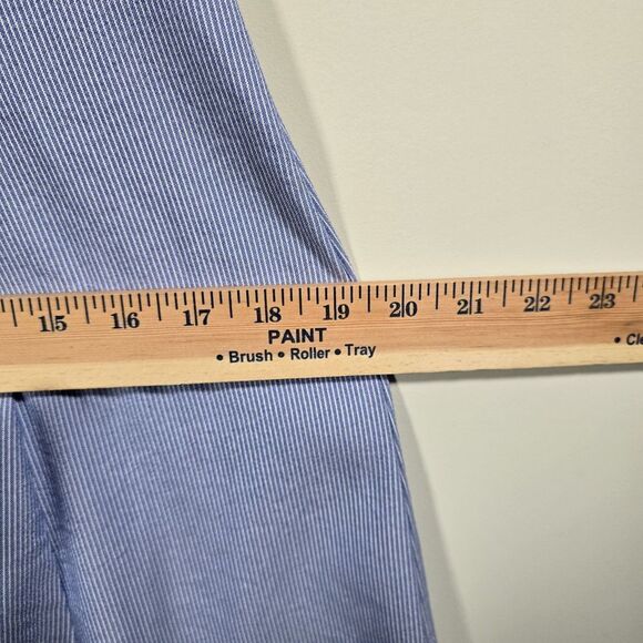 T Tahari Collared Button Down Dress Size 6 Blue Striped Midi Fit Flare - Picture 14 of 15